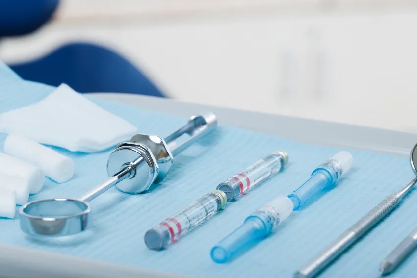 Implant placement with anesthesia