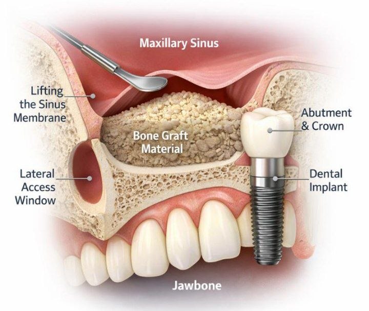 Displacement of the implant into the sinus